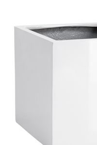Pflanzkübel Blumenkübel Fiberglas "Block" Würfel, Weiß Hochglanz
