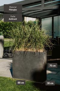 Pflanzkübel Raumteiler Fiberglas Steinoptik "Elemento", Anthrazit