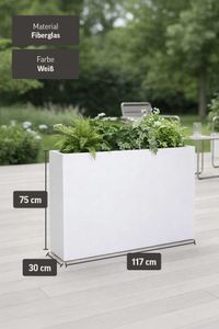 Pflanzkübel Raumteiler Fiberglas "Elemento", Weiß Matt