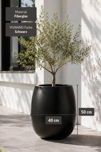 Blumentopf BALAO Fiberglas 40x50 cm Schwarz