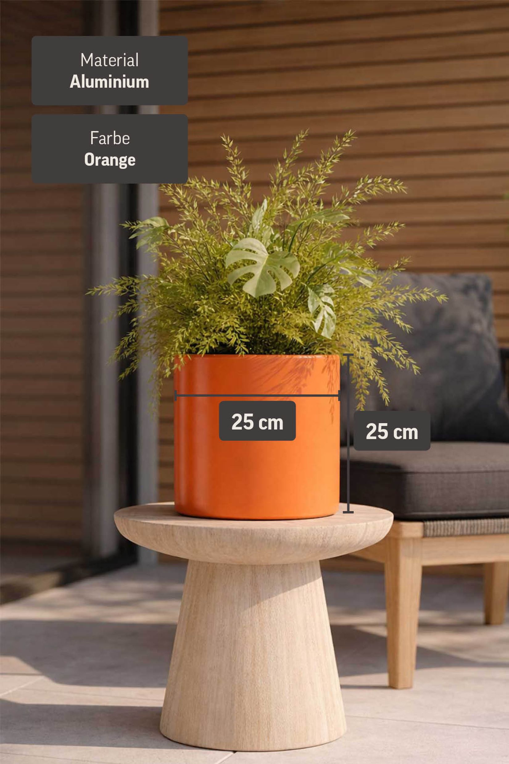 Pflanzkübel Blumentopf rund Aluminium NEW RONDO orange matt Pflanzkübel Blumentopf rund Aluminium NEW RONDO orange matt