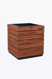 Pflanzkübel Blumenkübel Holz Akazie "Block" Würfel, Braun