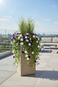 Pflanzkübel Blumenkübel Fiberglas "Block" Säule, Beige gestreift