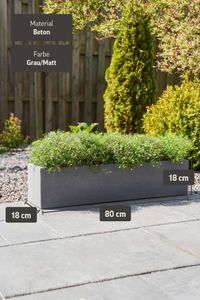 Blumenkasten Fensterbankkasten Beton "Flobo", Grau