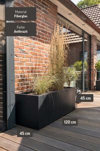 Pflanzkübel Pflanztrog Fiberglas "Maxi", Anthrazit