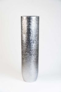 Pflanzgefäß Bodenvase SOLERIO Fiberglas Silber Hochglanz