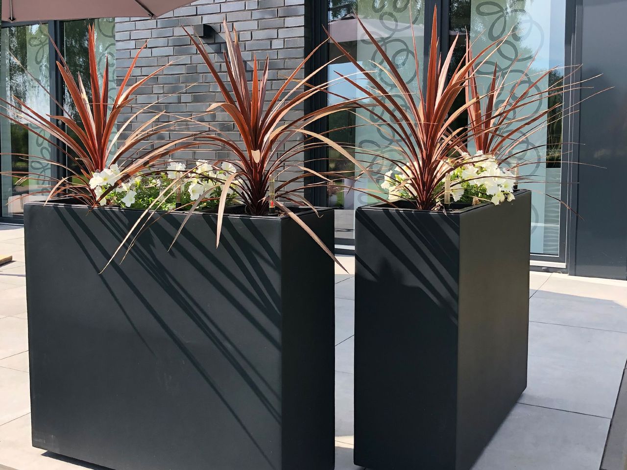 Pflanzkübel Raumteiler auf Rollen Fiberglas "Elemento", Anthrazit