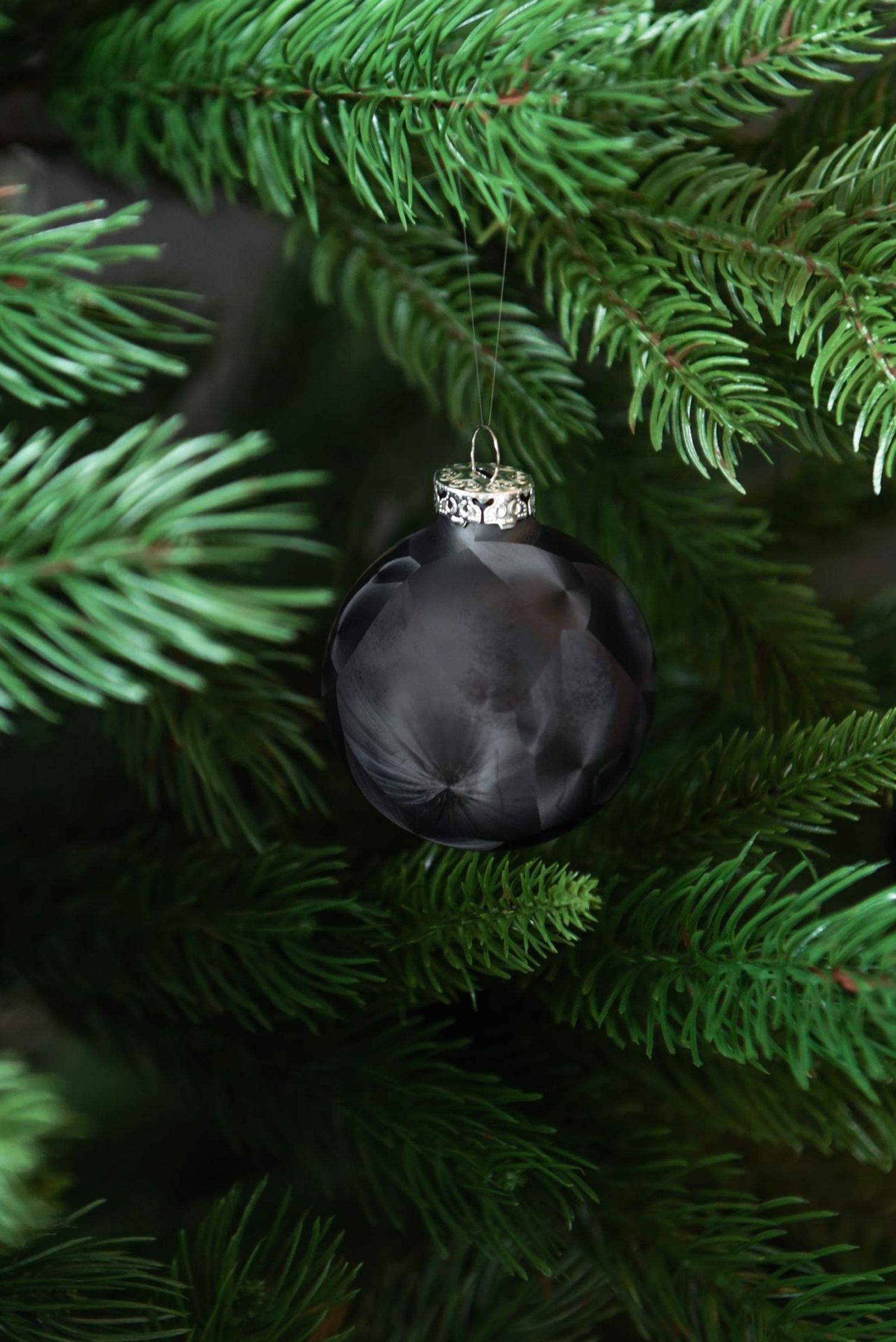 Weihnachtskugeln Weihnachtsbaumkugeln Glas Eislack Eis ICY 18-teilig Schwarz