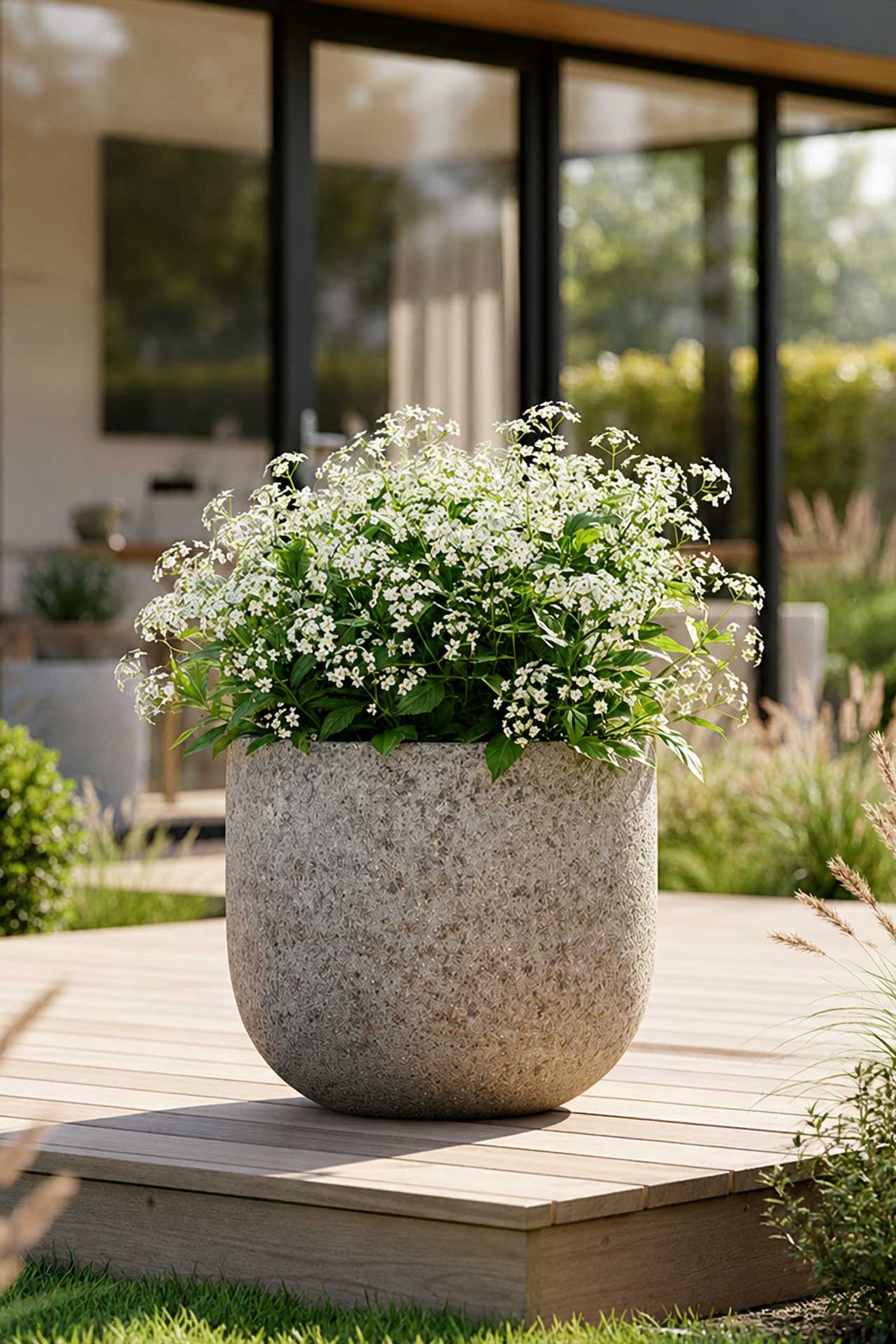 Pflanzkübel Blumentopf Fiberzement CALDO Erdgrau