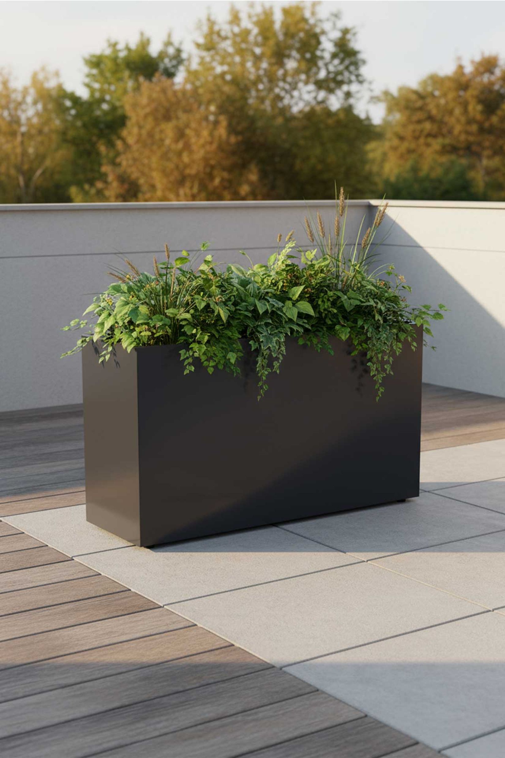 Raumteiler mit Rollen pulverbeschichteter Edelstahl "Elemento" niedrig, Anthrazit