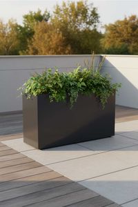 Raumteiler mit Rollen pulverbeschichteter Edelstahl "Elemento" niedrig, Anthrazit Raumteiler mit Rollen pulverbeschichteter Edelstahl "Elemento" niedrig, Anthrazit