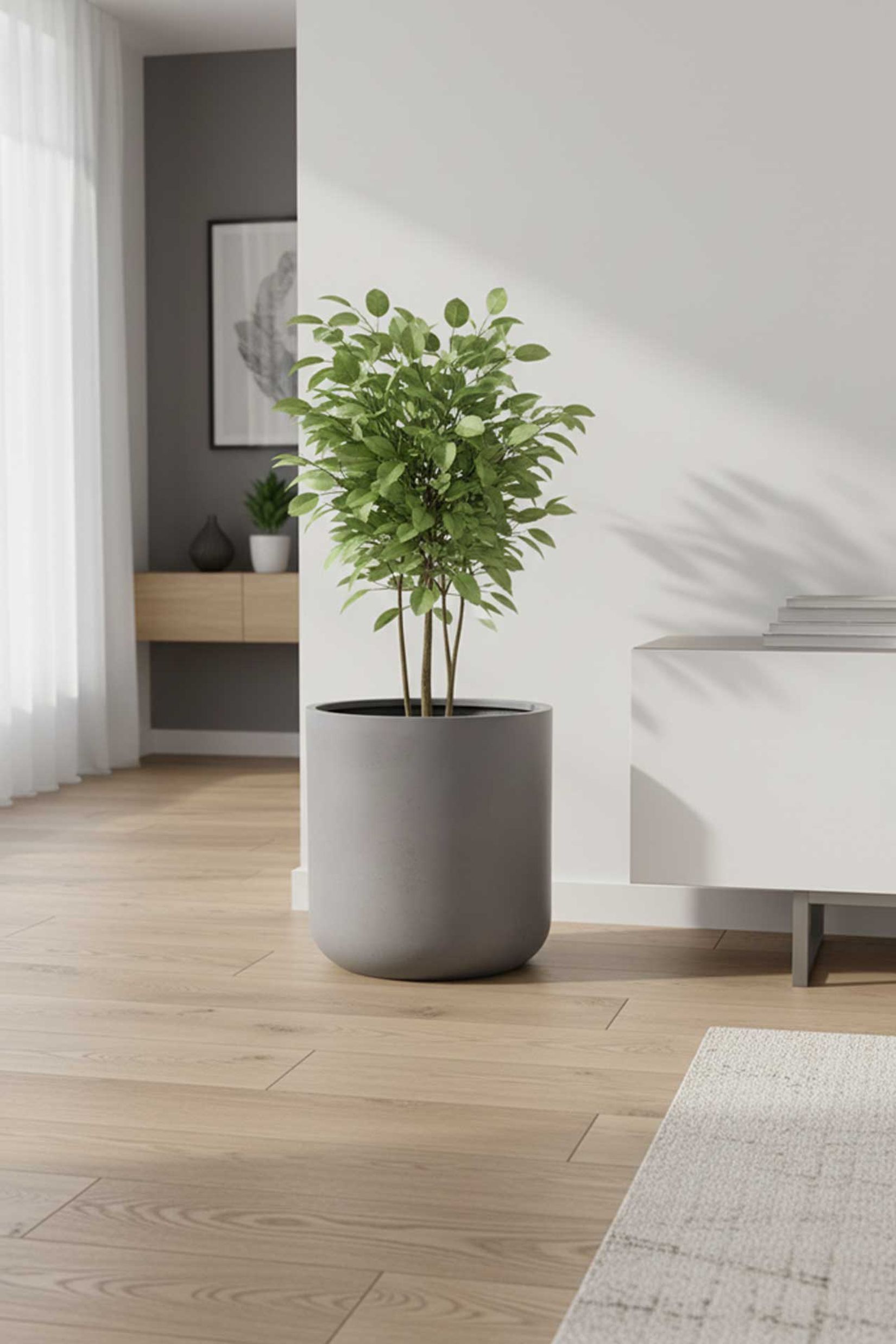 Blumentopf Pflanztopf Fiberglas CHICO Beton-Design Grau Blumentopf Pflanztopf Fiberglas CHICO Beton-Design Grau