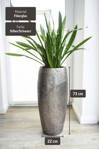 Pflanzkübel Pflanzgefäß Fiberglas "Royal", Silber Schwarz
