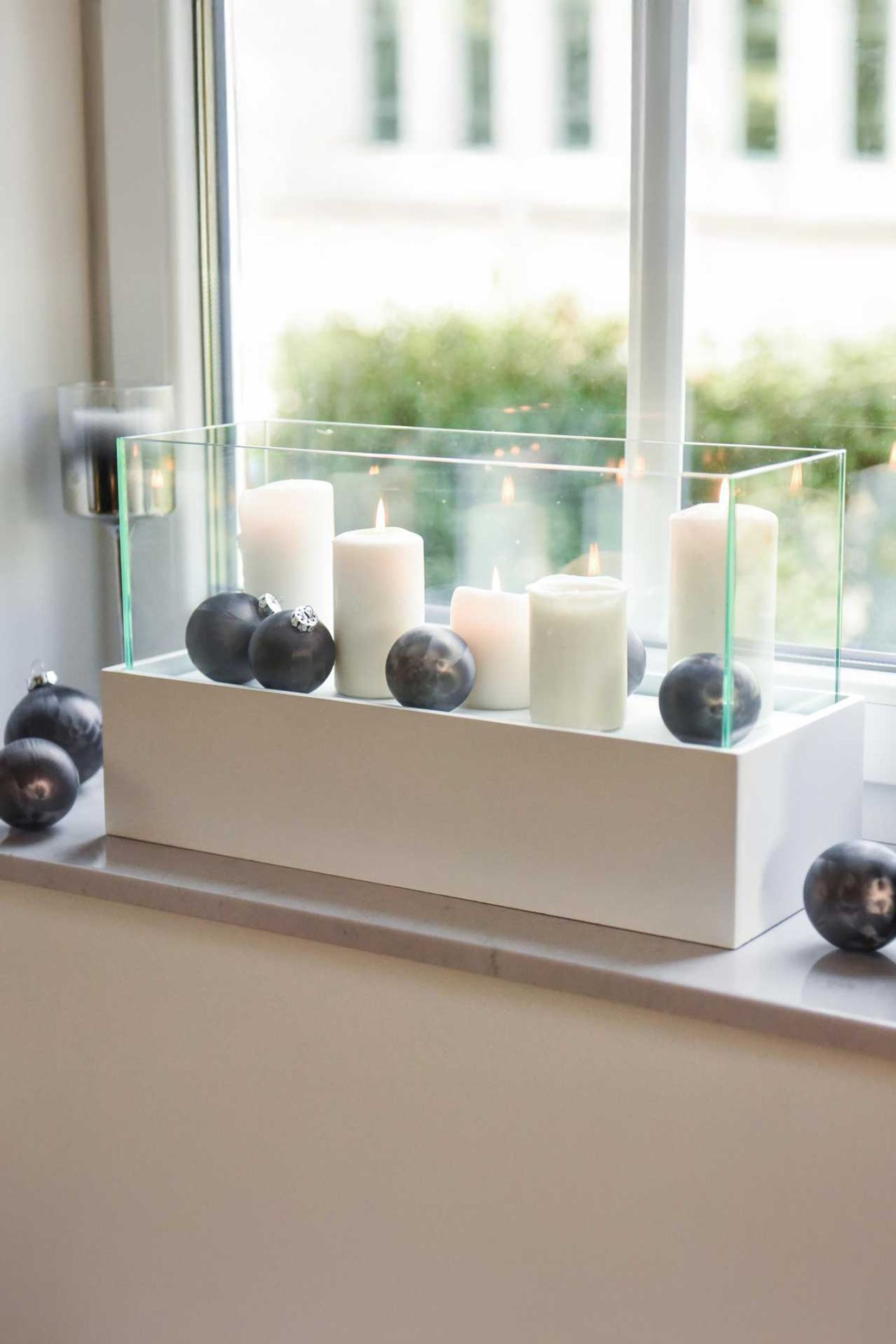 Deko-Windlicht Kerzenhalter rechteckig CANDELITO Weiß Matt