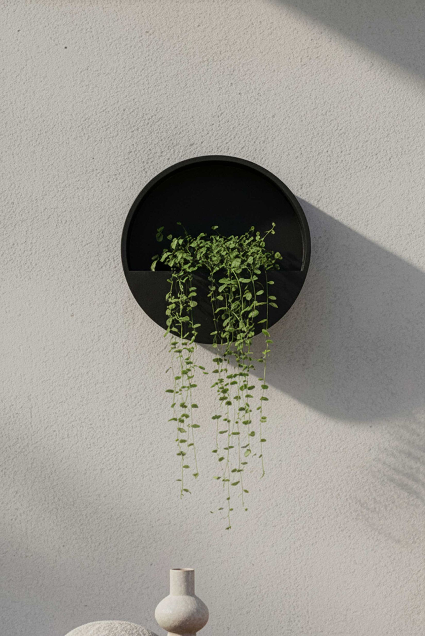 Wandtopf Wandkübel Wandblumentopf MURA Fiberglas Schwarz