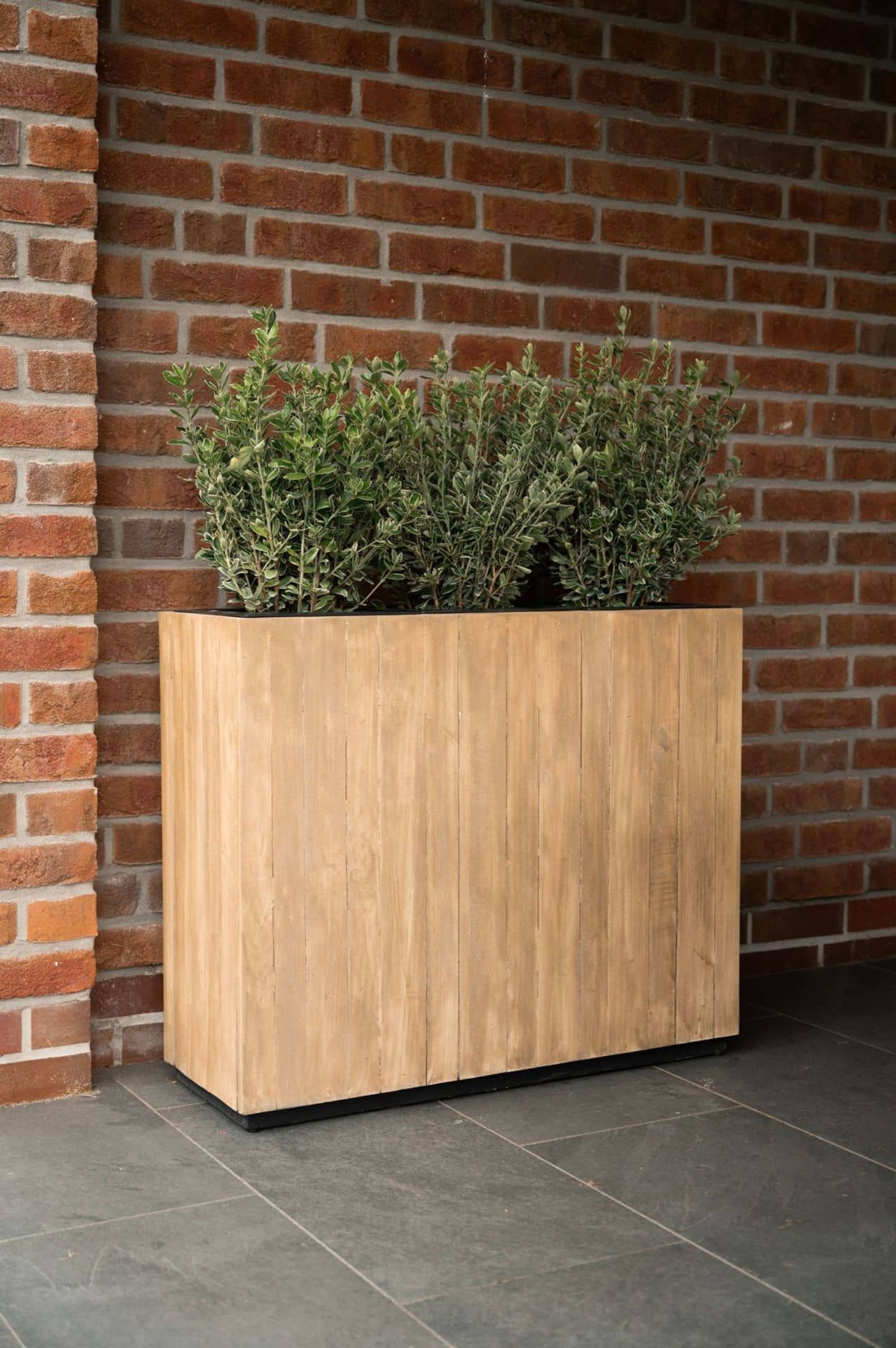 Pflanzkübel Raumteiler Recycling Holz "Elemento", Antik Braun