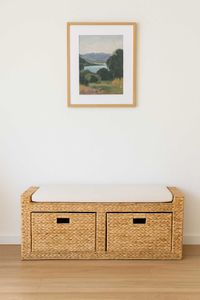 Sitzbank Truhe Bank mit Kissen Wasserhyazinthe "Lorante", Natur