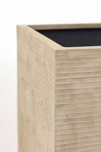 Pflanzkübel Blumenkübel Fiberglas "Block" Würfel, Beige gestreift
