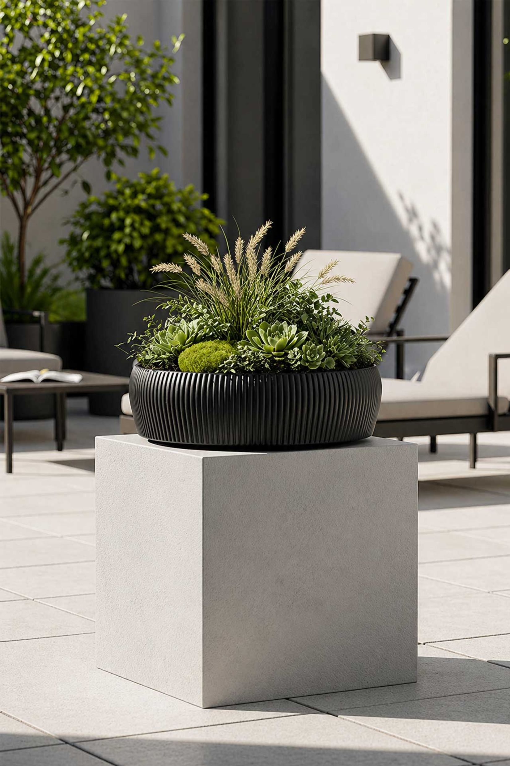Pflanzschale Fiberglas ERYNA Tiefanthrazit