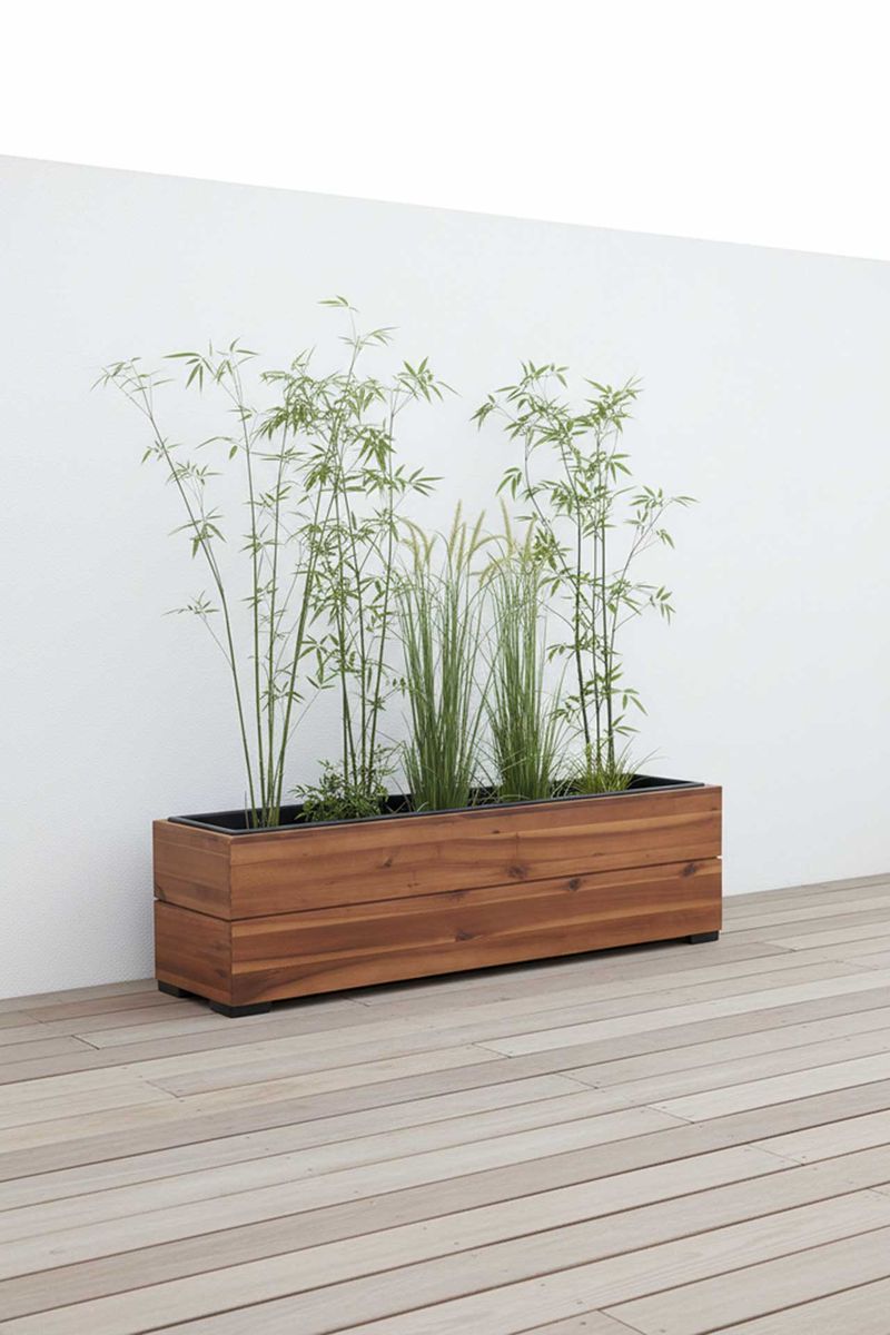 Blumenkasten Pflanzkasten Holz KAJIX mit Einsatz | 82x21x21 cm | 50045810282