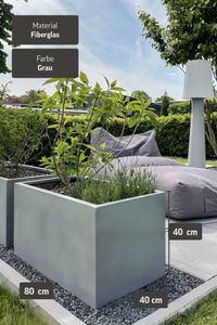Pflanzkübel Pflanztrog Fiberglas "Maxi", Beton-Design, Grau