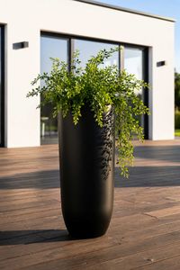 Pflanzgefäß Bodenvase SOLERIO Fiberglas Schwarz Matt