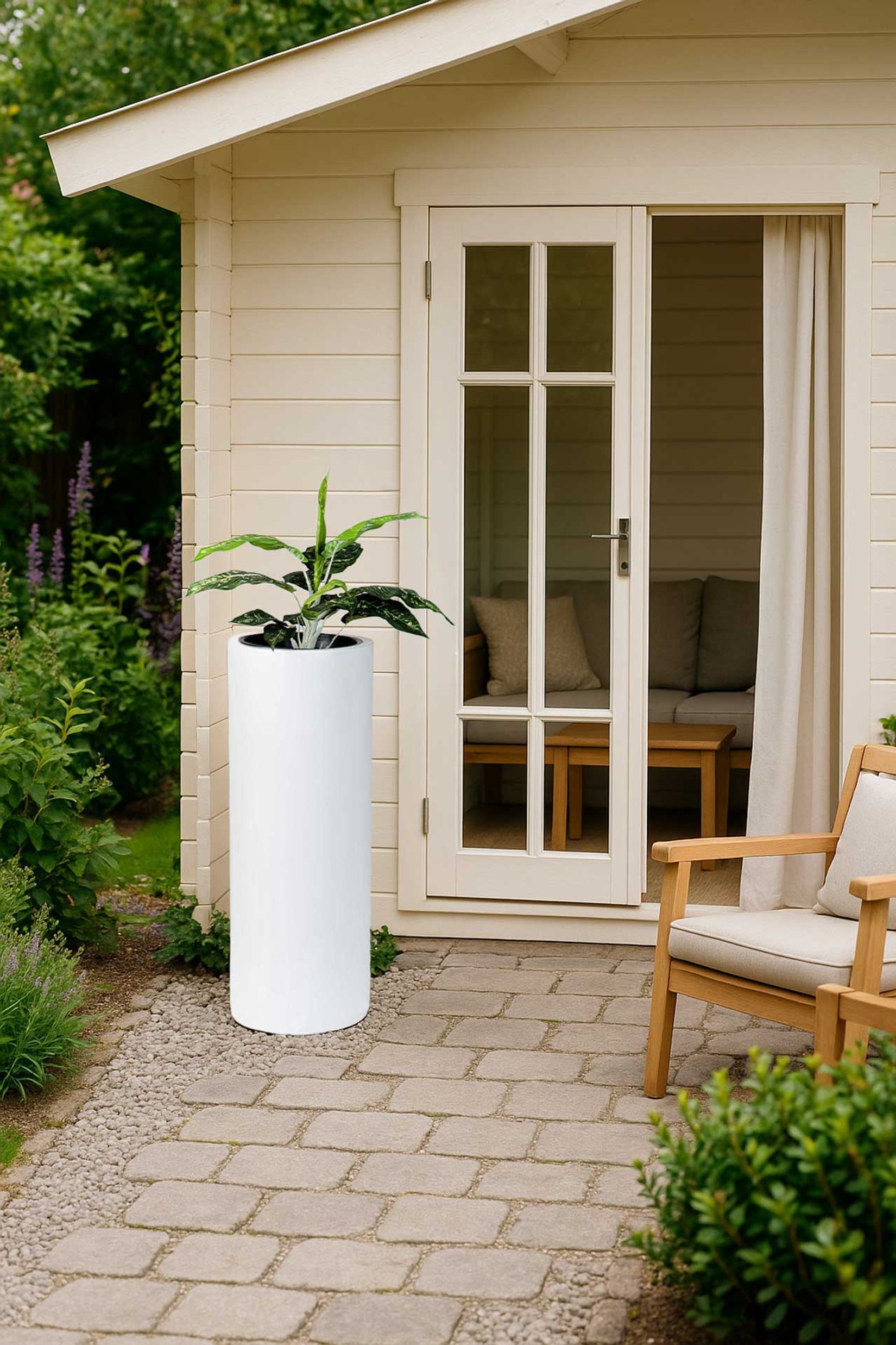 Pflanztopf Pflanzkübel Fiberglas ESTRA weiß matt