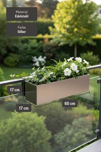 Balkonkasten Blumenkasten Edelstahl "Binox", Gebürstet
