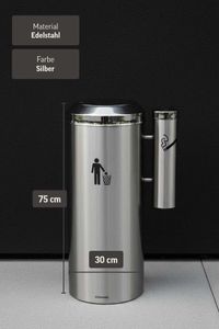 Mülleimer mit Ascher Edelstahl "Ember", Gebürstet/Poliert