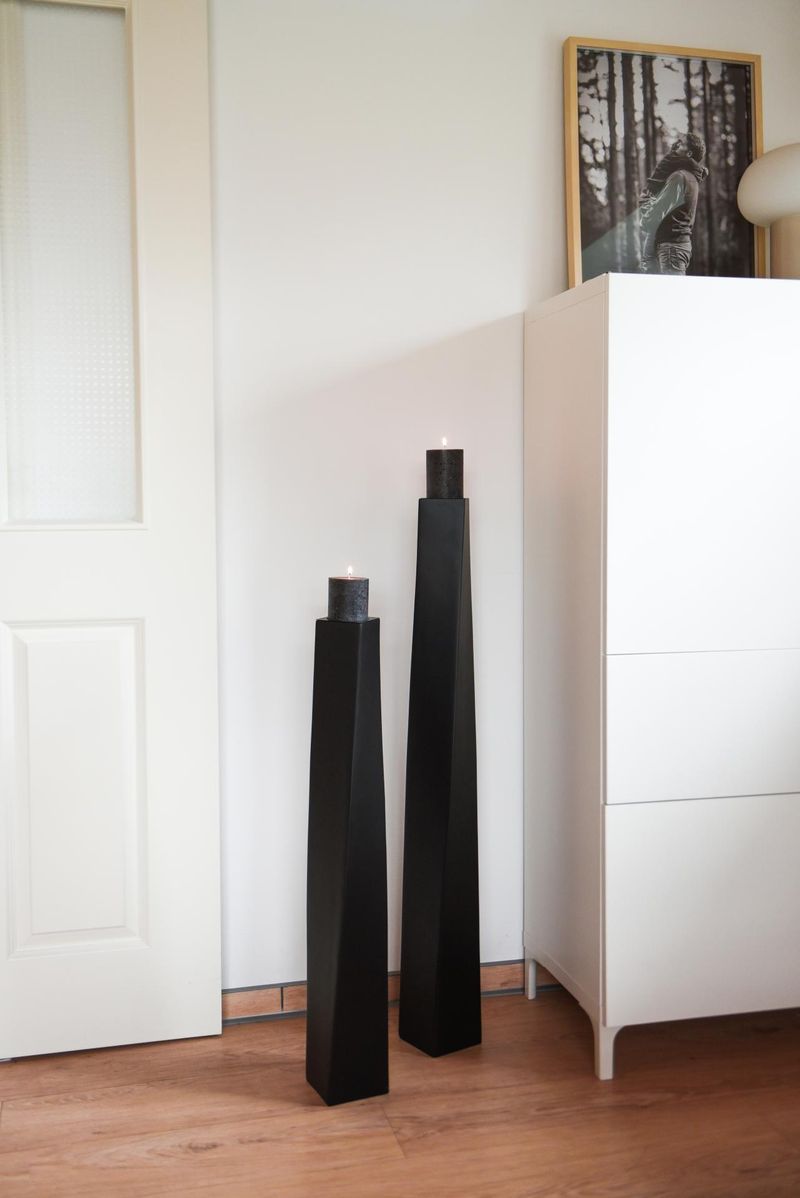 Kerzenständer Standkerzenhalter Fiberglas Schwarz Matt HYDRON | 11x11x100 cm | 510110333100