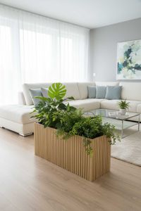 Pflanzkübel Blumenkübel Pflanztrog Holz mit Streben MAXI braun