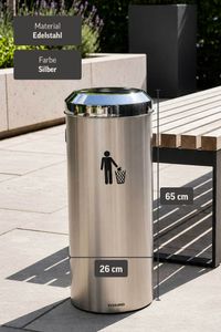 Mülleimer mit Schwingdeckel Edelstahl "Tube", Gebürstet/Poliert