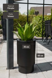 Blumentopf Pflanzkübel Fiberglas ESCADA Schwarz Matt