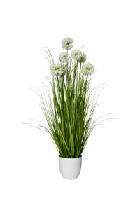 Kunstpflanze Gras mit Blüten im Topf TARA
