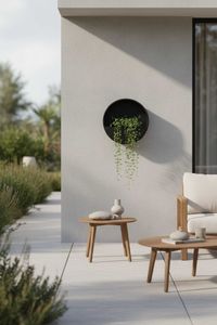 Wandtopf MURA Fiberglas 50x10 cm Schwarz