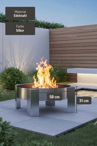Design Feuerschale Edelstahl "Fuego", Gebürstet