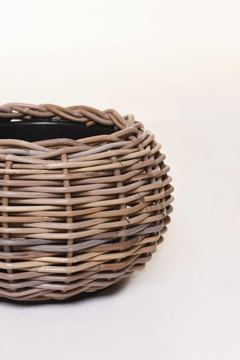 Pflanzkorb Dekokorb Rattan PALLA Grau Natur | 29x19 cm | 30564310129