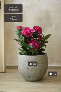Pflanzkübel Blumentopf Fiberzement RAFIOT Erdgrau
