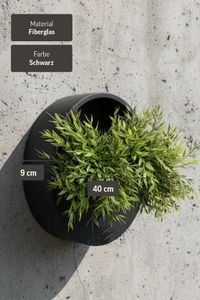 Wandtopf Wandkübel Wandblumentopf MURA Fiberglas Schwarz