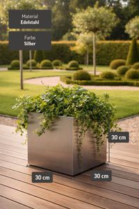 Blumenkübel Pflanzkübel Edelstahl "Block" Würfel, Gebürstet