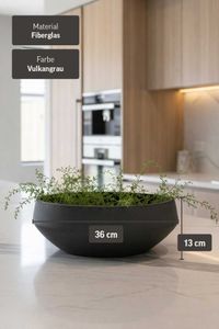 Pflanzschale Dekoschale Fiberglas SKRELLE Vulkangrau