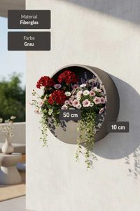 Wandtopf Wandkübel Wandblumentopf MURA Fiberglas Grau