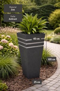 Pflanzkübel Blumenkübel Zink "New Classic", Anthrazit