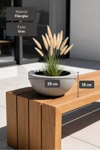 Dekoschale Schale Pflanzschale CUENCO Fiberglas Grau