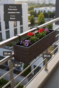 Balkonkasten Polyrattan "Balkoni", Bicolor Braun