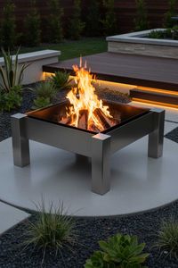 Design Feuerschale Edelstahl "Cubico", Gebürstet