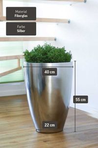 Pflanzkübel Pflanzgefäß Blumenkübel Fiberglas OPALA - Silber Metallic