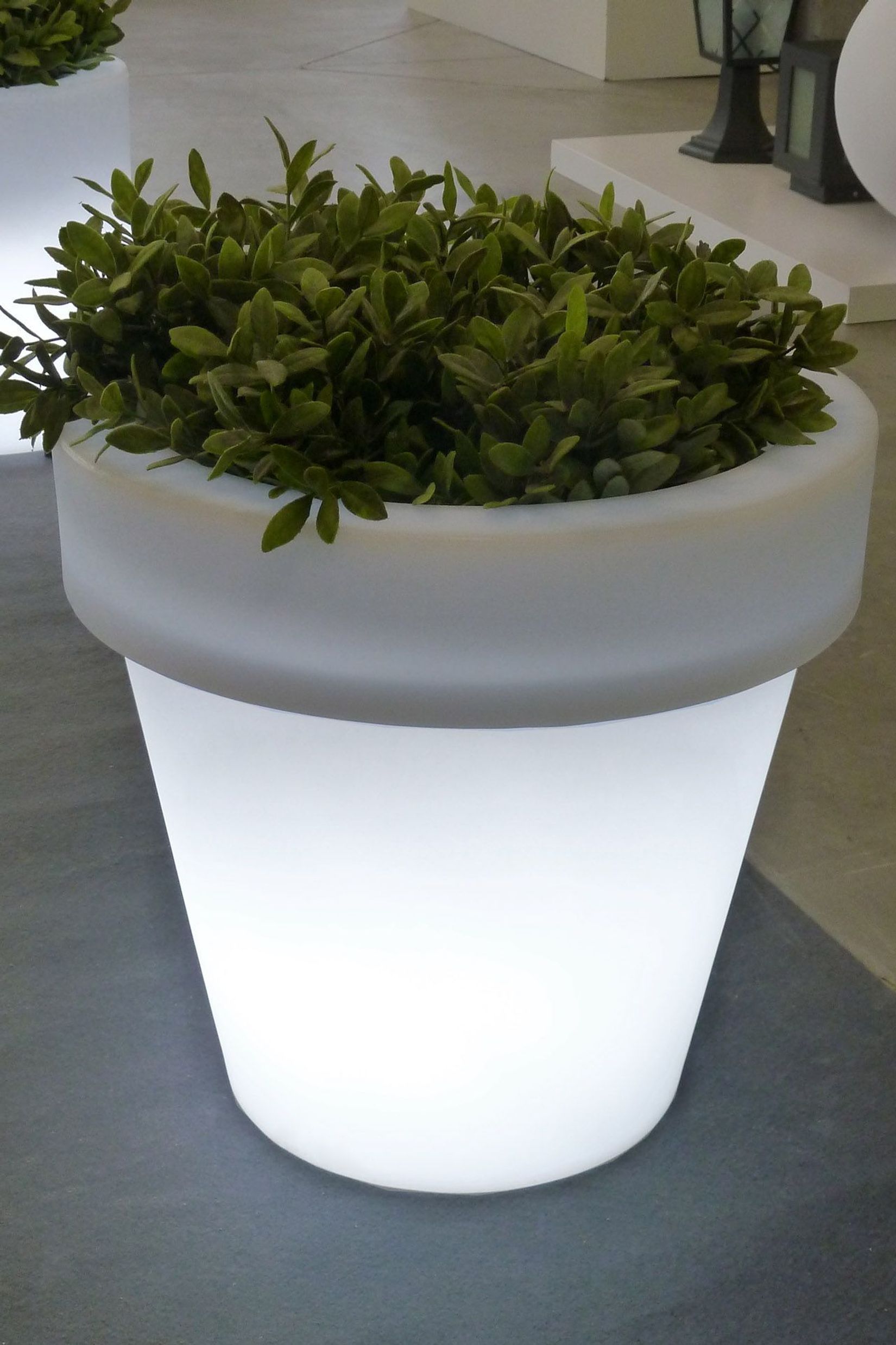 Pflanzkübel Blumentopf beleuchtet LED Kunststoff Weiß LEVANTA