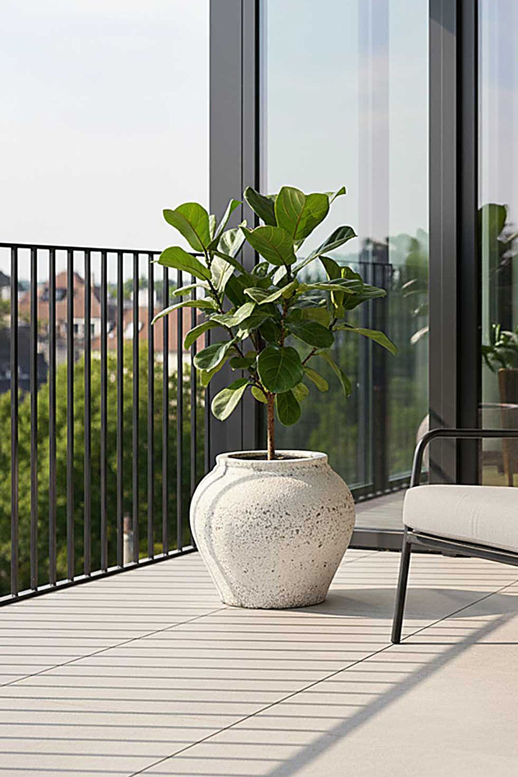 Blumentopf FUGU Fiberzement 37x33 cm Beige