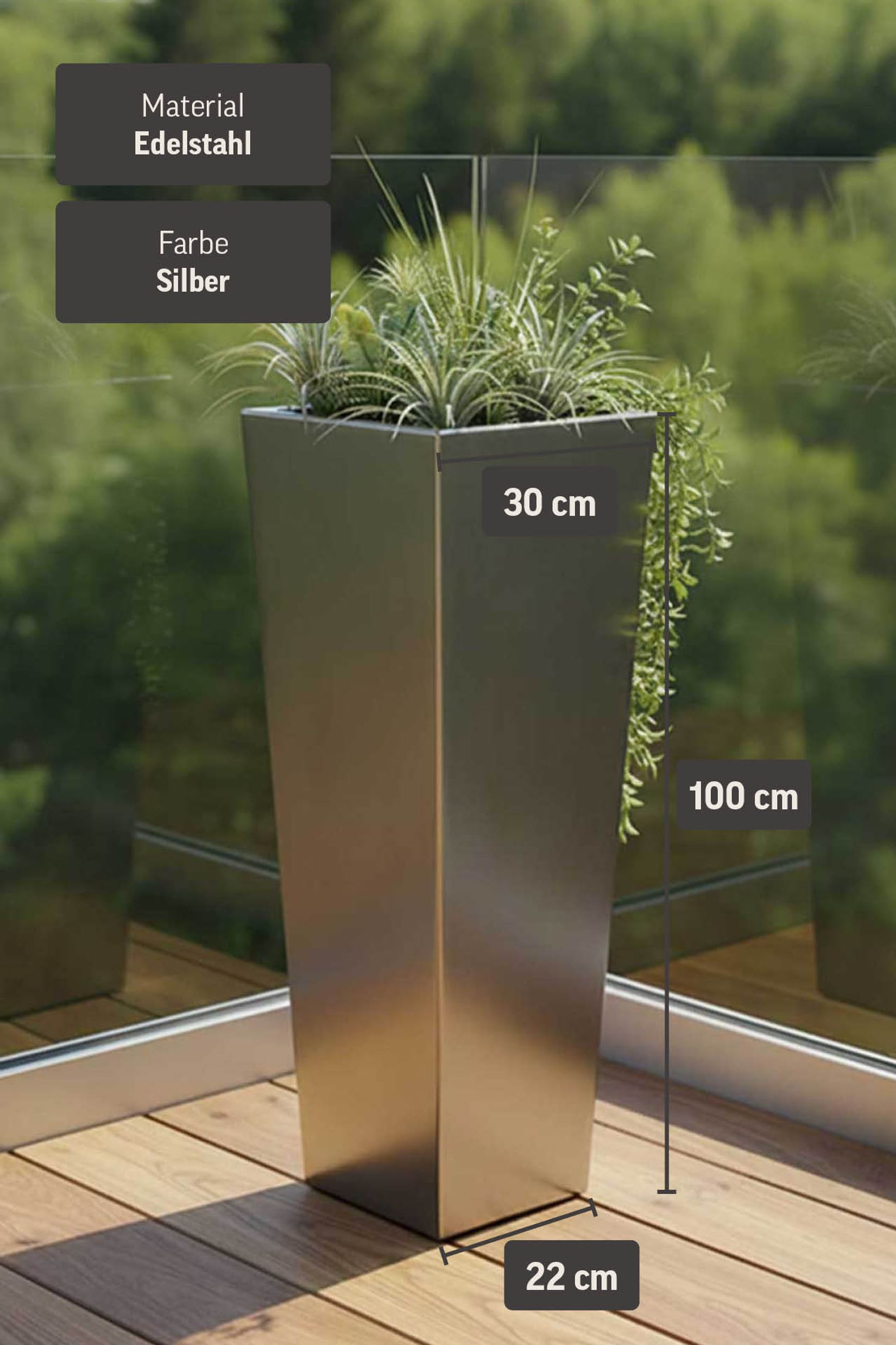 Pflanzkübel Blumenkübel Edelstahl "Classic", Gebürstet Pflanzkübel Blumenkübel Edelstahl "Classic", Gebürstet